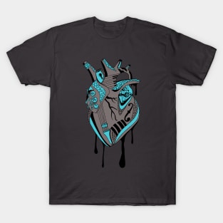 Blue Grey Musical Heart T-Shirt